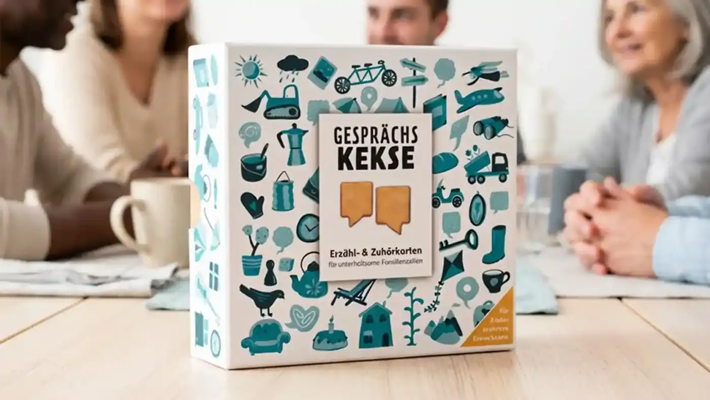 Gesprächskekse – Erwachsene Generationen einer Familie begegnen sich am Tisch neu